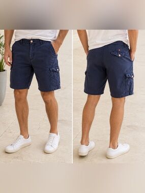 Massimo Dutti Navy Blue Men's Cargo Shorts. BB24